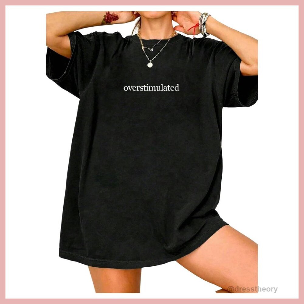 Oversized Letter Print Graphic Tee Drop Shoulder Vintage Summer Top
